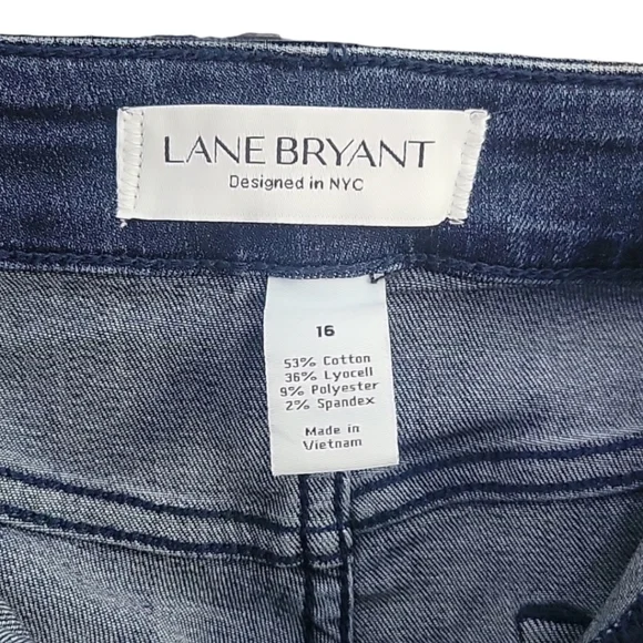 Lane Bryant Mid Rise Super Stretch Skinny Jeans w Petaled Distressed Hem Size 16 - Picture 4 of 10